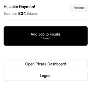 Picalis Chrome Extension Popup